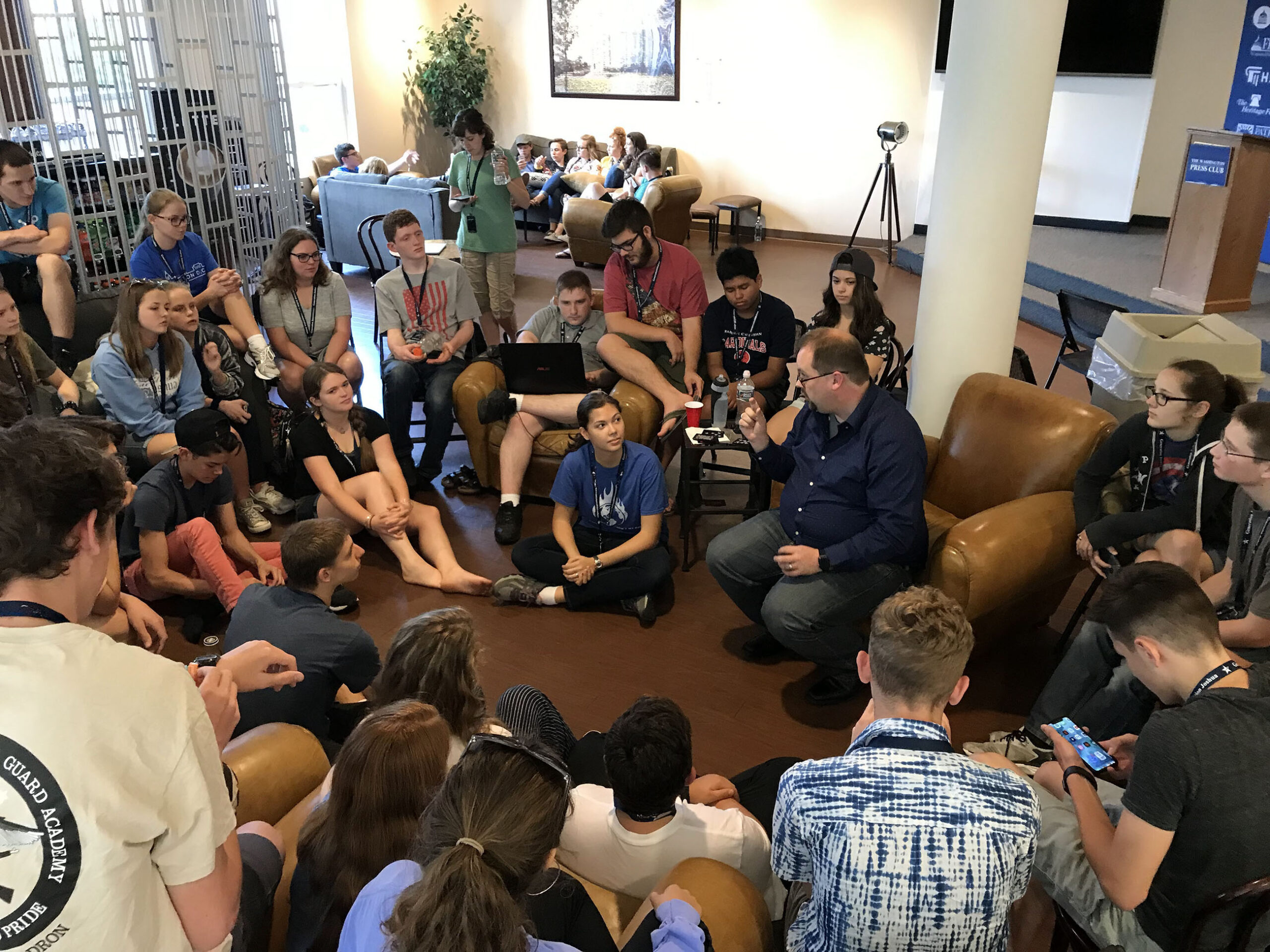 Group discussion in casual setting