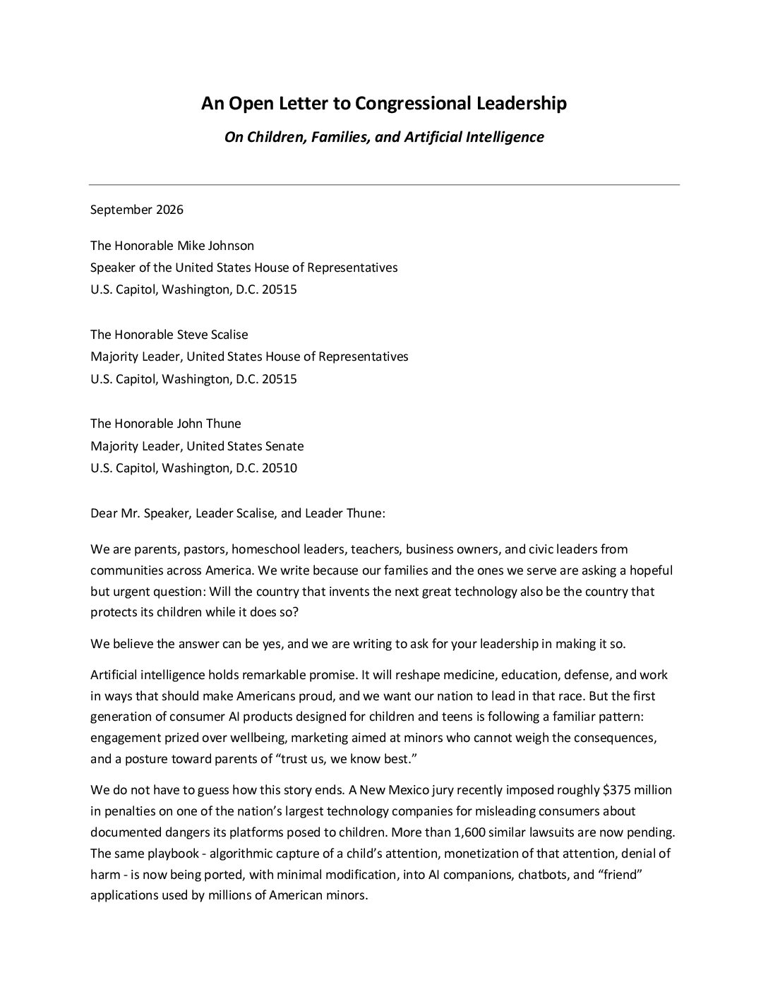 Project Pathfinder AI Coalition Letter preview