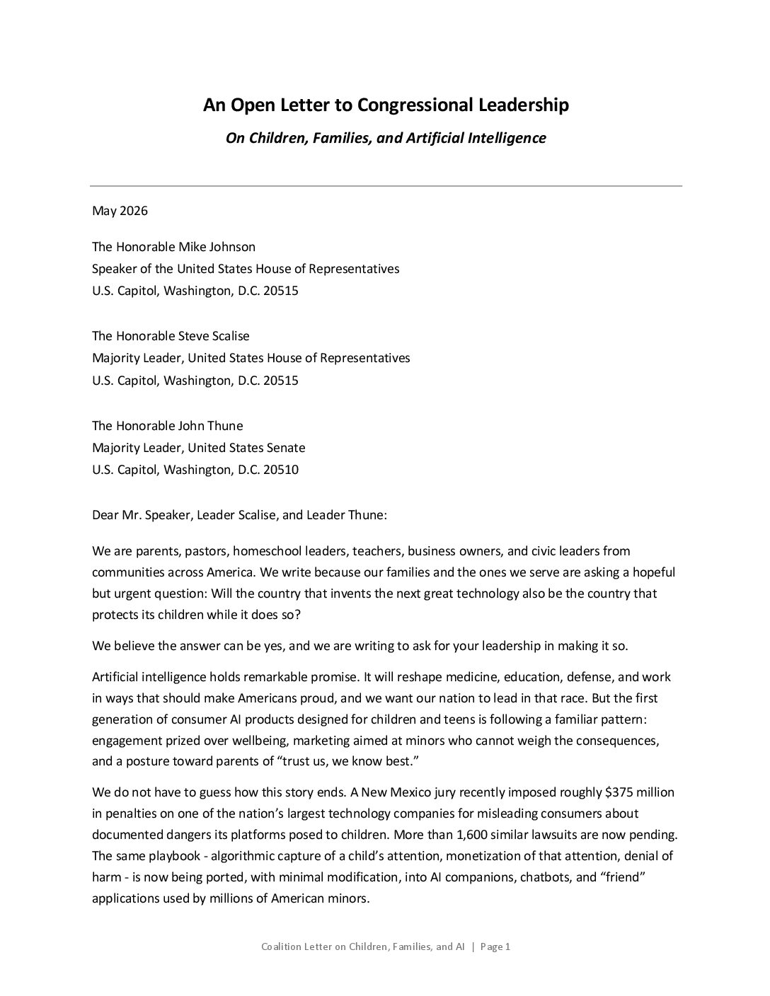 Project Pathfinder AI Coalition Letter preview